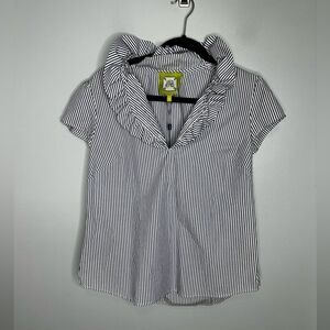 NWT Elizabeth McKay The Elizabeth Shirt Striped White & Blue Sz 8